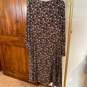 Ann Taylor Loft Long Sleeve Fall Floral Pattern Midi Dress Women’s Size …